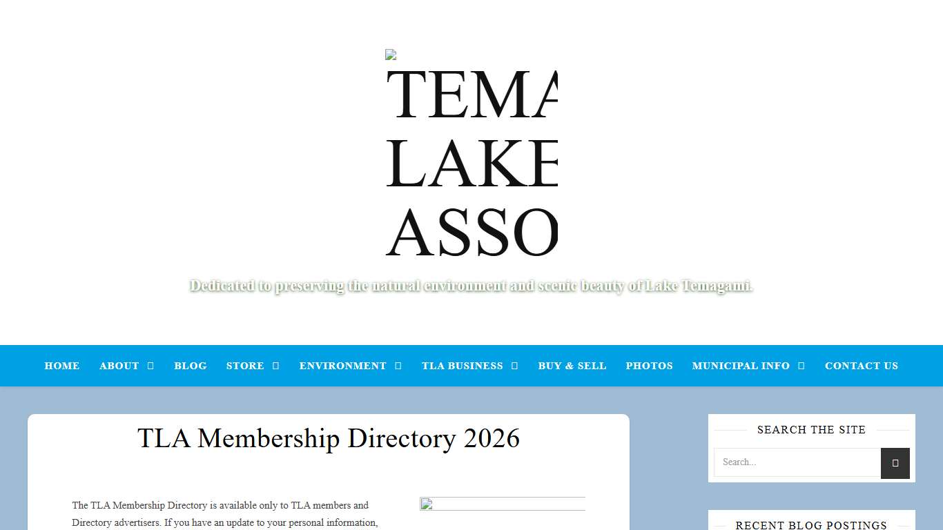 TLA Membership Directory 2026 | Temagami Lakes Association