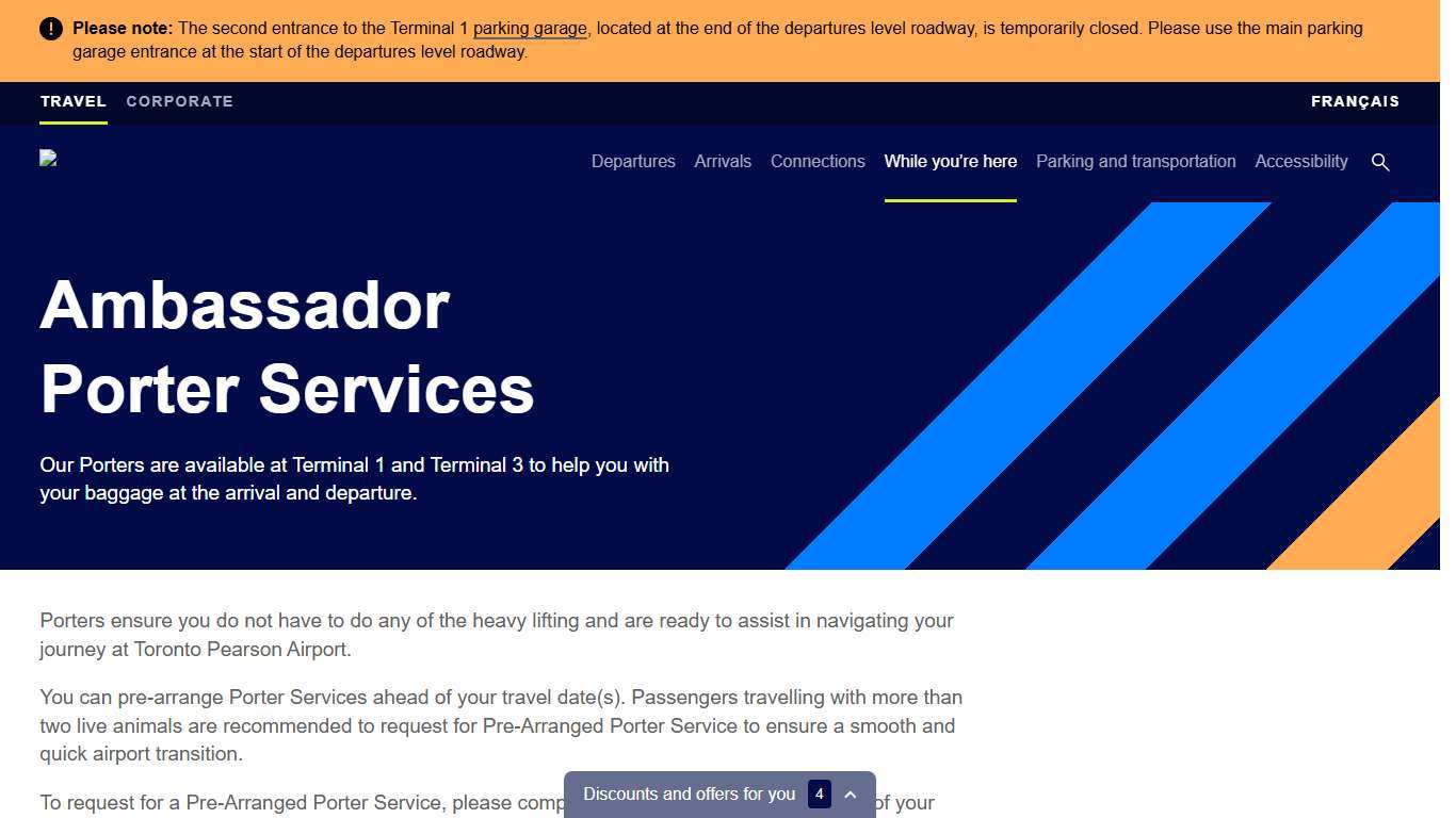 Toronto Pearson Airport Porter Service | Pearson Airport